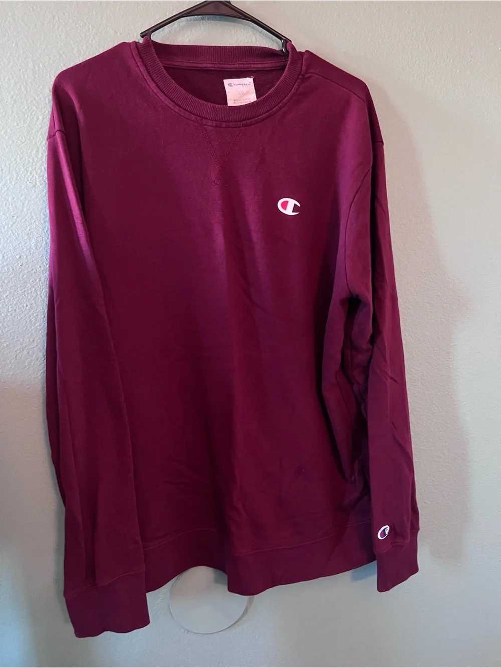 Champion Men's Maroon Crewneck Sweatshirt - Picture 1 of 3